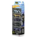 Hot Wheels Batman Spielzeugautos im 5er-Pack, Set aus 5 Die-Cast-Fahrzeugen im Maßstab 1:64 im Batman-Design, einschließlich des Batmobiles, JDR18, [Mehrfarbig]