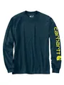 Carhartt Relaxed Fit Schweres Langarm-T-Shirt mit Grafik und Logo-Ärmeln für Herren, Blau, L