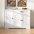 Modernes, elegantes Sideboard mit 3 Türen und einer Schublade, Buffetschrank für Esszimmer, Wohnzimmer und Diele (Weiß)