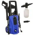 DURHAND Hochdruckreiniger mit 6 m Hochdruckschlauch, 150 bar Arbeitsdruck mit Rollen, 1800 W, inkl. 5-TLG. Zubehör, max. Wassermenge: 510 l/h, für Garten, Blau