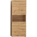 Hochschrank WELLTIME "Avena", braun (asteichefarben), B:73cm H:190cm T:31cm, Schränke, Badschrank 4-türig mit o. Fach und 4 Einlegeböden - B/T/H 73/31/190 cm