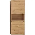 INOSIGN Hochschrank Avena, Badezimmerschrank, Küchenschrank Badezimmerhochschrank mit offenem Fach, 4 Türen und 4 Einlegeböden beige