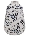 Blumenvase aus Steinzeug weiß 20 cm mit blauem Blumenmotiv wasserdicht Maroneia