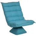 HOMCOM Bodenstuhl 360° drehbar Bodensessel mit Verstellbarer Rückenlehne Relaxsessel aus Mikrofasergewebe Meditationsstuhl Lazy Sofa für Fernsehen, Gaming, Lesen Blau