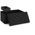 Blumtal Sitztruhe Sitzbank mit Stauraum + Aufbewahrungsboxen bei M & L - Polsterhocker, faltbar, nutzbar als Sitzhocker, Spielzeugtruhe, Fußhocker schwarz 76 cm x 38 cm x 38 cm