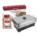 BROWIN® Edelstahl Tischräucher-Set mit Thermometer 330010 |inkl. Holzhackschnitzel | Tischräucherofen | Fisch & mehr Grillen und Räuchern | Camping-Zubehör