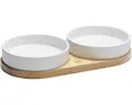 Doppelnapf Designed by Lotte Dinnerset Katze Lojs Holznapfständer ca. 34 x 17 x