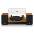 Lenco LS-310 Plattenspieler - Bluetooth Plattenspieler - 33 und 45 U/min - Riemenantrieb - Externe Lautsprecher 2 x 10W RMS - Audio Technica Nadel - RCA Out - braun