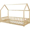 [en.casa] Hausbett, Natur, Holz, Kiefer, 90x200 cm, Kinder- & Jugendzimmer, Kindermöbel, Kinderbetten, Hausbetten