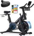 Heimtrainer Fahrrad mit magnetischem Widerstand – leiser Ergometer mit LCD, App, Tablet-Halter, Hantelrack, verstellbarem Sitz, bis 136 kg