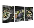 artissimo Mehrteilige Bilder Bilderset 3er-Set, Deko Küche, Küchendeko Wandbilder-Set, Bilder grau, modernes Küchenbild: vintage Soulfood