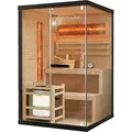 Artsauna Saunakabine Vantaa 120 mit Salzstein - Indoor Sauna 2 Personen - 3,5kW Ofen, Glasfront, LED Licht, Thermometer & Sanduhr - Komplett Set