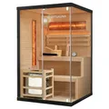 Artsauna Saunakabine Vantaa 120 mit Salzstein - Indoor Sauna 2 Personen - 3,5k W Ofen, Glasfront, LED Licht, Thermometer & Sanduhr - Komplett Set