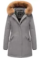 REPUBLIX Damen Gefütterte Dicke Winter Jacke Mantel Parka mit Kapuze RJ-8012 Grau 3XL