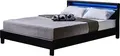 HOME DELUXE - LED Bett Astro - Schwarz, 140 x 200 cm - Inkl. Lattenrost I Polsterbett Design Bett inkl. Beleuchtung