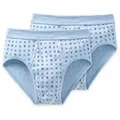 Schiesser Slip Essentials (2er Pack) mit Eingriff, Feinripp-Qualität, Softbund, kariert, Baumwolle blau 5