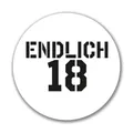 Huuraa Aufkleber Endlich 18 Schriftzug Geschenk Sticker 10cm Endlich 18 Geschenkidee
