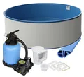 Rund Pool Ø 500 x 150 cm I STARTER SET I Poolfolie blau 0,8 mm I Filteranlage I BASIC Handlauf