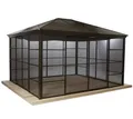 Pavillon Gartenpavillon Überdachung Alu inkl. Zubehör Sojag bronze 427x362x296cm