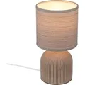 Brilo Tischleuchte Ino Keramikfuß Kabelschalter Braun Ø 18 cm