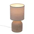 Nachttischlampe E14 Stoffschirm Tischlampe Kabelschalter Keramik Braun 28cm
