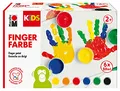 Marabu 0303000050800 - KiDS Fingerfarben-Set mit 6 leuchtenden Farben à 35 ml, parabenfrei, vegan, laktosefrei, glutenfrei, geeignet zum Malen für Kindergarten, Schule, Therapie und zu Hause