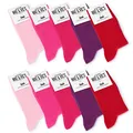 Mat & Vic's Socken Herren 39-42, feine Strümpfe aus Cotton Baumwolle gekämmt, Herrensocken für Freizeit, für Business Männer Damen, pink rosa lila rot Berry Colors, 10 Paar