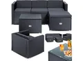 KESSER® Polyrattan Lounge Aruba – Gartenlounge für 4-5 Personen Gartenmöbel-Set Sitzgruppe aus 3er Gartensofa, Sessel, Hocker und Beistelltisch mit Sitzkissen - für Garten, Terrasse und Balkon