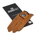 BEAVER GOLF Damen Golf Handschuh braun - Premium Cabretta-Leder - maximale Qualität - nachhaltig - Handarbeit (S, Rechts (Linkshänder))