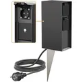 ledscom.de Garten-Steckdosensäule POMI mit Erdspieß und 2m Kabel für außen, IP44, Smart Home, WLAN, Alexa, 3-fach, anthrazit, eckig, 23cm