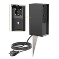 ledscom.de Garten-Steckdosensäule POMI mit Erdspieß und 2m Kabel für außen, IP44, Smart Home, WLAN, Alexa, 3-Fach, anthrazit, eckig, 23cm
