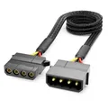 deleyCON 60 cm 4-poliges Molex-Verlängerungskabel - MXI-Netzteil für PC-Komponenten - 4-poliger Molex-Stecker weiblich - Schwarz