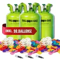 Helium Ballongas 3x Heliumflasche + 90 Luftballons für Party, Folienballons 21 L