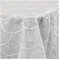 DecoHomeTextil Heimtextilmanufaktur Tischdecke Decorativo In Lino Organza Leinen mit dezenter Stickerei pflegeleicht weiß Rund 140 cm