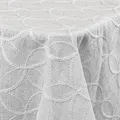 Decorativo In Lino Organza Leinen Tischdecke mit dezenter Stickerei Weiß Rund 140 cm pflegeleicht