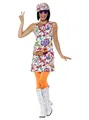 Smiffys Hippie-Kostüm Swinging Sixties Minikleid - Fasching Karneval, Hippiekleid für den Summer of Love