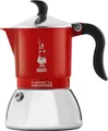 Bialetti Fiammetta Induction, Mokka-Kanne, 0,1 l, Rot, Edelstahl, Aluminium, Stahl, 2 Tassen, Polyamid