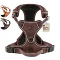 Freudentier Hunde-Geschirr Hundegeschirr mit atmungsaktiver Polsterung, perfekter Sitz, Anti-Zug Brustgeschirr, reflektierend braun M