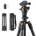 K&F CONCEPT O234A1 Handy Stativ,163cm Kamerastativ, Tripod für unterwegs, Stativ für Smartphone mit Handyhalterung, Aluminium Reisestativ