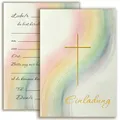 10 Einladungskarten mit Umschlag Einladung Goldprägung zweiseitig Karten stilvoll kreuz Aquarell zart zur Taufe Kommunion Konfirmation Firmung Regenbogen Mädchen zum selbst gestalten Gold
