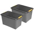 Kreher Aufbewahrungsbox 'Solid Box' aus Kunststoff mit Deckel und Rollen (Set/Volumen wählbar) (2 St) 60 l