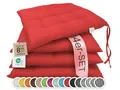 ZOLLNER 4er Set Sitzkissen in 40x40cm - gemütliche Stuhlkissen mit Bindebänder - waschbar bis 30°C - in rot - Oeko Tex® Zertifiziert