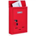Relaxdays Briefkasten Eisen Rot Abschließbar Mit Namensschild 30,5 cm x 21 cm x 7 cm