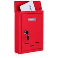 Relaxdays Briefkasten mit Namensschild Rot