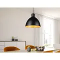 Pendelleuchte Telme Metall Lampenschirm Schwarz Gold, Ø 30cm