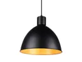 meineWunschleuchte Pendelleuchte im Industrie Look mit Metall Lampenschirm Ø 30cm in Schwarz matt und innen Gold