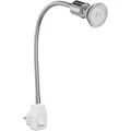 ledscom.de Steckdosenlampe LESCH Leselampe Schwanenhals Schalter Chrom + GU10 LED, PAR16, warmweiß, 6,05W, 374lm, 70°, 3-Stufen-Dimmer
