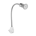 ledscom.de Steckdosenlampe LESCH Leselampe Schwanenhals Schalter Chrom + GU10 LED, PAR16, warmweiß, 6,05W, 374lm, 70°, 3-Stufen-Dimmer