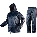 NEO TOOLS Regenjacke + Regenhose - Regenset Regencape Regenschutz mit Kapuze blau - Gr. XXL - Blau - XXL