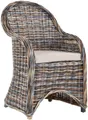 Krines Home Esszimmersessel Rattansessel Esszimmerstuhl mit Armlehne Korbsessel Esszimmersessel, Flechtsessel mit Polster